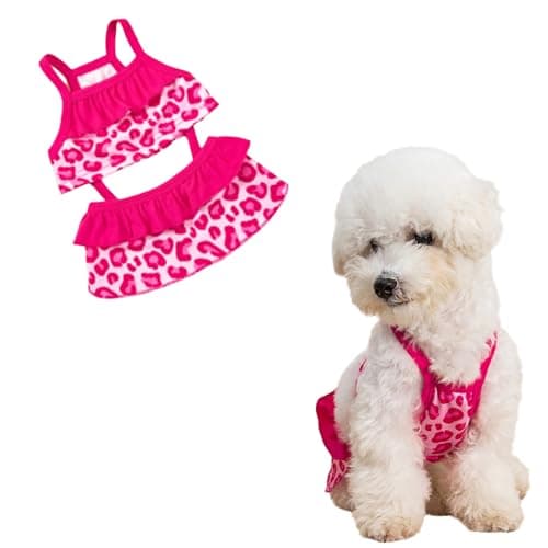 YiZYiF Cute Print Dog Bikini Pet Sling Bathing Suit Swimsuit Summer Beach Swimwear for Chihuahua Yorkie Hot Pink Small