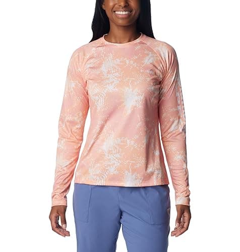 Columbia Women's Super Tidal Tee Long Sleeve, Tiki Pink Digishores, XX-Large