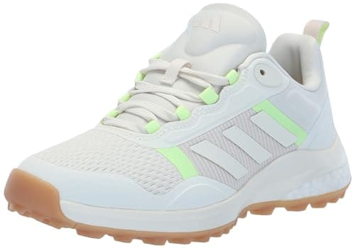 adidas Women's Zoysia Spikeless Golf Shoes, Off White/Putty Mauve/Green Spark, 5.5