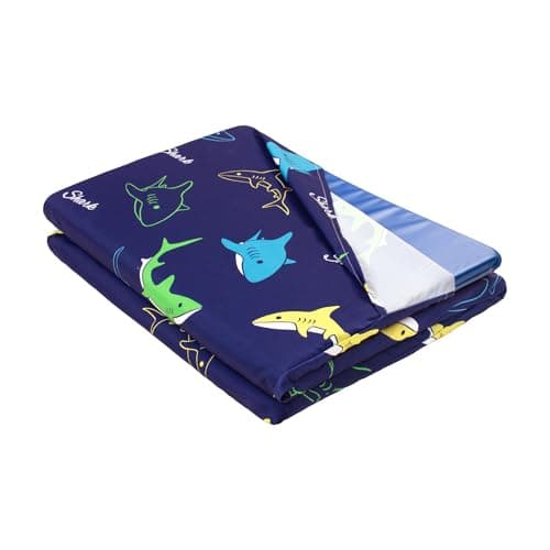 Hoopttay Shark Nap Mat Cover, Soft Sheet with Sewn-in Flap, Washable Toddler Sleep Mat for Preschool Daycare Kindergarten, Full Size 50"x26.5" Fits Most Kids Rest Mat