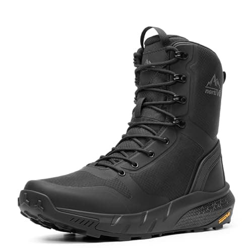 NORTIV 8 Men's Military Tactical Boot Lightweight Comfortable Boots for Work All Day Side Zipper Motorcycle Combat Hiking Boots Metrostrike(8-9 Inches),Size 8.5,Black-9 Inches
