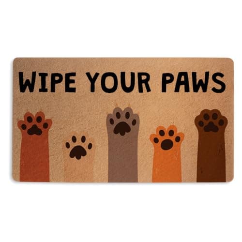 Cute Paws Door Mat 18 x 30 Inch, Colorful Paw Printed Durable Welcome Mat