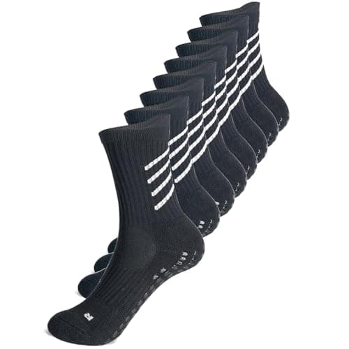 GOGOGOAL Soccer Grip Socks for Kids Youth Boy Gril Todder Anti-slip Football Socks Yoga Pilates Cushioned Cotton Child Sports Sock for Rugby Basketball Football Black M 4P