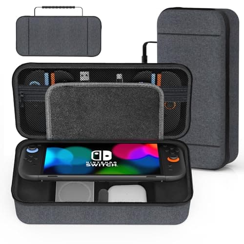 QuoLumPIA Large Capacity Carrying Case for Nintendo Switch 2(2025|7.9inch)&Accessories,with 12 Game Card Slots/Hard/Snowflake Fabric Storage Bag/Flocked Lining/Waterproof/Dustproof/Anti-scratch,Gray