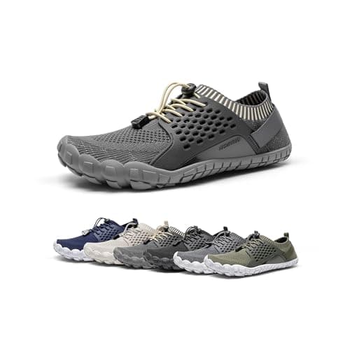 NORTIV 8 Men's Water Shoes Barefoot Athletic Lightweight Sports Aqua Shoes Outdoor Swim Fishing Hiking Diving Surf Walking Water Shoe TREKMAN,Size 6.5,Dark Grey,TREKMAN-2