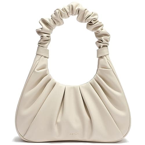 Keyli Cute Purses Mini Shoulder Bag for Women Waterproof Leather Tote Handbags fashionable travel clutch hobo purse with Magnetic Closure Beige
