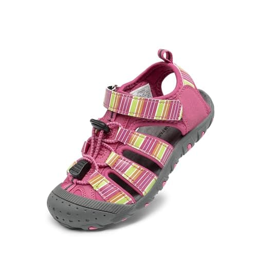 DREAM PAIRS Boys Girls Closed-Toe Outdoor Summer Sport Sandals for Toddler/Little/Big Kid,Size 6 Toddler,Fuchsia/Multi/Grey,181105K