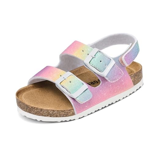 K KomForme Toddler Boy Girl Sandals, Rainbow Glitter, Size 1 Big Kid