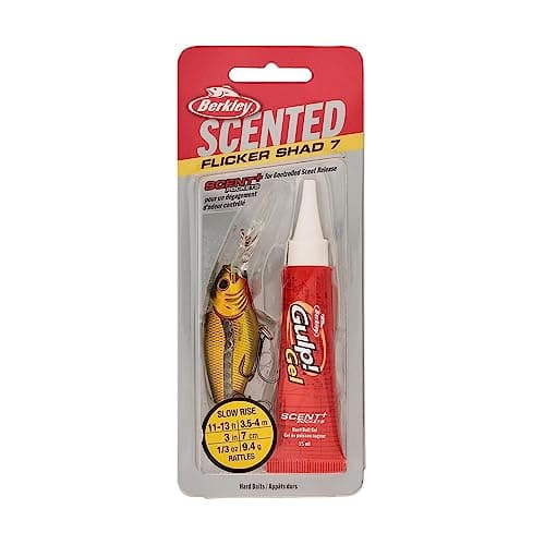 Berkley Scented Flicker Shad Fishing Lure, Black Gold, 3/16 oz, 2in | 5cm Crankbaits, Size, Profile and Dive Depth Imitates Real Shad, Equipped with Fusion19 Hook