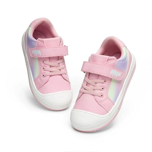 DREAM PAIRS Toddler Sneakers Boys Girls Casual Shoes Kids Storybook Lightweight Walking Skate Shoes,Size 4 Toddler,Rainbow/Pink,SDFS222K
