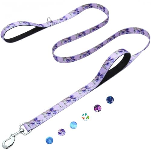 Fidohug 4FT 1IN Double Handle Dog Leash for Medium Large Dogs, Lavender