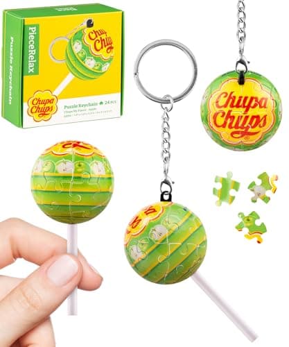 PieceRelax Chupa Chups X 3D Puzzle Keychain 24 Plastic Pieces for Adults - Chups My Flavor - Apple - Portable Key Ring, Accessories, Bag Charms, Purse Charms, Unique Gifts for Puzzle Lovers [A3894]