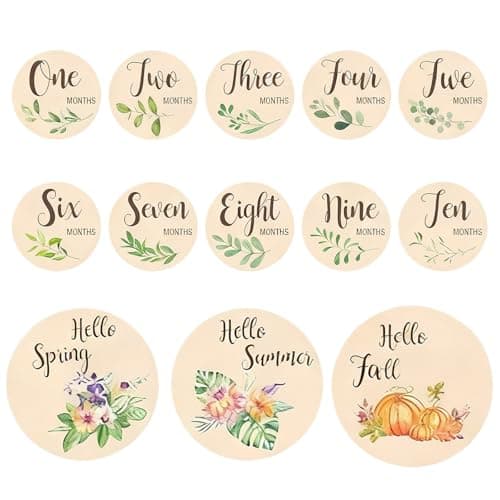 hhdatc Wooden Monthly Baby Milestone Cards First Year Milestones Signs Photo Props & Announcement Cards Hello World Sign Baby Keepsake & Memory Gift