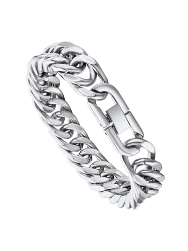 ChainsPro Miami Cuban Link Chain Bracelet for Men, 8mm 9inch, 316L Stainless Steel Hip Hop Bracelets for Father Husband No Tarnish Bracelet- Send Gift Box