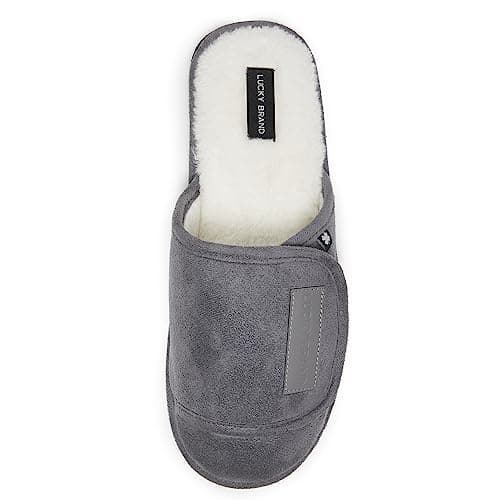 Lucky Brand Men's Slippers - Soft Memory Foam Rubber Sole Bedroom Slipper - Indoor/Outdoor Mens House Slippers, Grey/Large