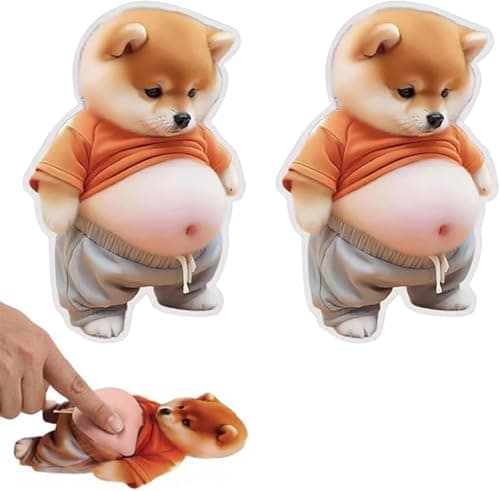 2PCS 3D Shiba Inu Door Stopper Wall Protector, Cute Dog Wall Bumper, Soft Rubber Anti-Collision Door Handle Protector for Door Knob Cabinet Refrigerator (A)
