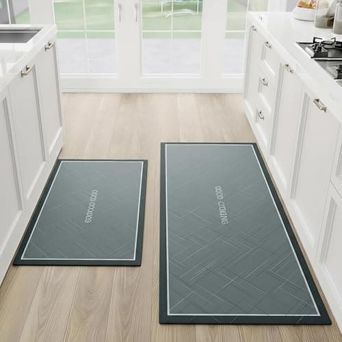 Leinoupt Kitchen Mats,Cushioned Non Slip Rugs for Kitchen Floor，Mats Washable Kitchen Mats ，Suitable for Kitchens, bathrooms, Offices, and Homes 19.7"x31.5"+19.7"x63"Set of 2 PCS (Gray)