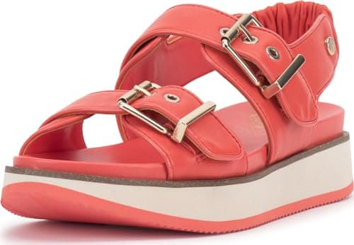 Vince Camuto Women's Anivay Platform Buckle Sandal, Peach Pop, 7.5