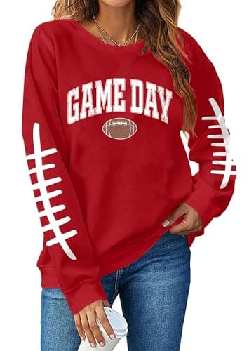 Game Day Sweatshirts for Women Football Sweatshirts Football Pullover Tops