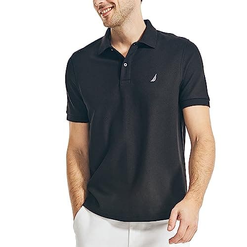 Nautica Men's Stainably Crafted Classic Fit Performance Deck Polo, True Black, Small