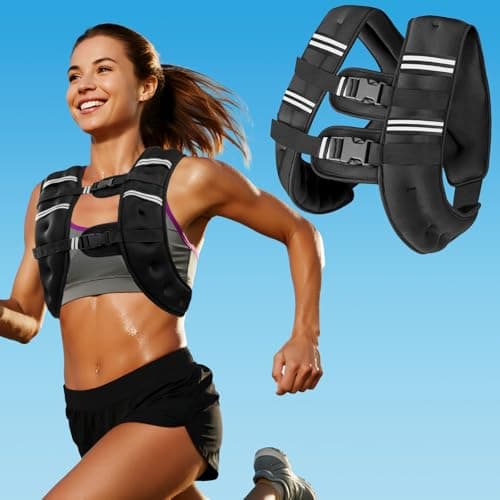 Weighted Vest with Two Adjustment Straps for Men Women, 8lbs/12lbs/16lbs/20lbs Weight Vest with Reflective Stripes for Workout, Strength Training, Running, Fitness, Muscle Building, Weight Loss