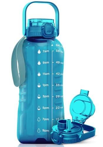 AQUAFIT 64 oz Water Bottle with Handle, 2in1 Lid
