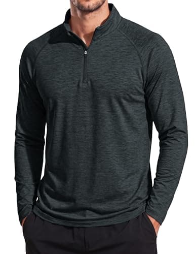 MAGCOMSEN Long Sleeve Shirts for Men 1/4 Zip Pullover Moisture Wicking Lightweight Quick Dry Golf Workout Shirts Fishing Black, S