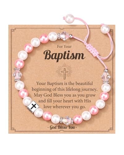 HGDEER Baptism Gifts for Girl, Christening Gifts for Girls Cross Blessing Bracelet for Girls Child of God Goddaughter