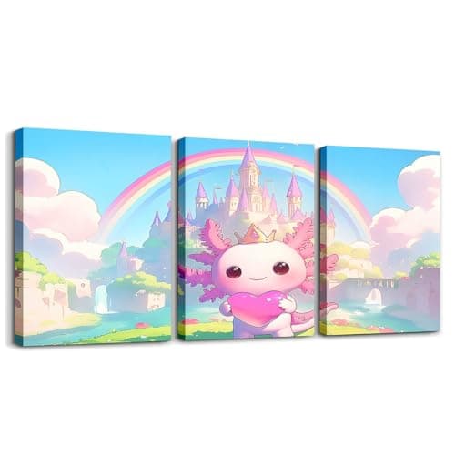 Feelyou Kids Cute Axolotl Picture Wall Decor Kawaii Cartoon Animal