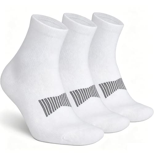 RTZAT 90% Merino Wool Athletic Low Cut Socks Men 3 Pairs White Stripe XL