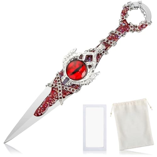Lanties Red Cosplay Ninja Accessories Personalized Stainless Steel Throwing Props with Display Box Velvet Bag Gothic Renaissance Accessories for Women Desk Backpack Pendant Decor Gift