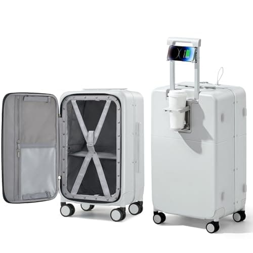 Hanke 24 Inch Checked Luggage with Cup Holder and USB Ports