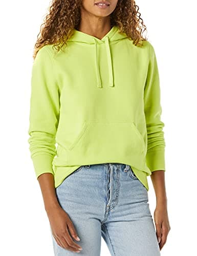 Amazon Essentials Women's Regular-Fit Brushed Back Fleece Pullover Hoodie (Available in Plus Size), Lime Green, X-Large