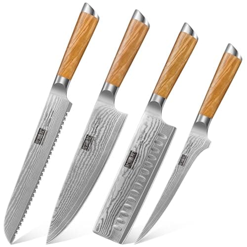 HOSHANHO Professional Damascus Ultra Sharp Fillet & Chef & Nakiri Knife & Bread Knife