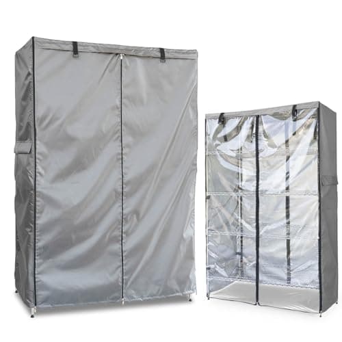 okcool Waterproof Shelf Cover, Wire Shelf Cover with Zipper & Clear View Panel (Grey,42" Wx18 Dx72.5 H Shelves)