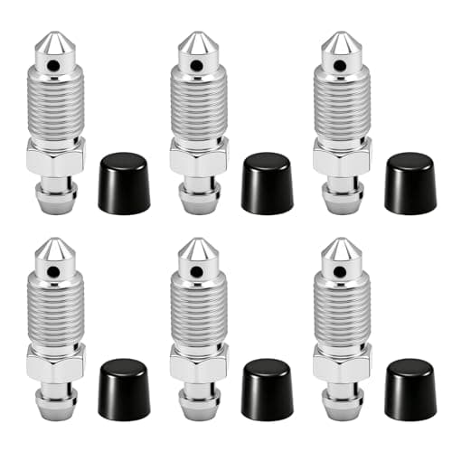 6PCS M10x1.0-29.2mm Brake Bleeder Screw,Metric Car Brake Bleeder Valve for Brakes Systems Compatible with Buick,107391 Brakes Caliper Bleeders Screw with 6PCS Grease Fitting Caps