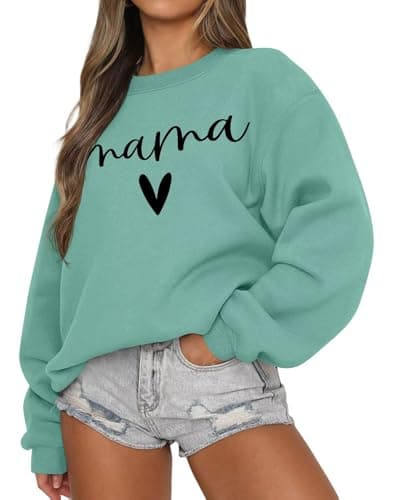 LEEDYA Women Fashion Mama Graphic Tees Crewneck Pullover Casual Sweatshirt