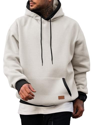 JMIERR Men's Hoodies Sweatshirts Fleece Pullover Hoodie Pocket, White, 2XL