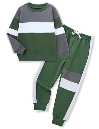 mkodopy Boys 2 Piece Color Block Sweatshirt and Jogger Pants Set, Ages 2-10