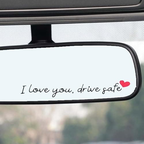 6 Pcs I Love You Drive Safe Mirror Stickers – Cute Car Decals for Women, Stickers for Rear View Mirror, Tumbler, Laptop, Heart Car Accessories (Black and Red Heart)