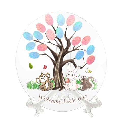 ymimutxi Gender Reveal Fingerprint Tree， Boy or Girl Gender Reveal Party Game,Baby Shower Guest Book Party Ideas, Gender Reveal Acrylic Keepsake