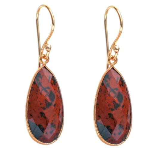 Gempires Mahogany Obsidian Drop Earrings for Women