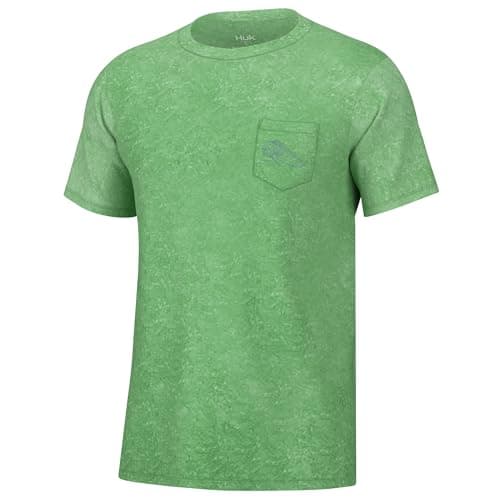 HUK Mens Short Sleeve Mineral Wash Pocket Tee, Fishing T-Shirt for Men, Patina, XX-Large