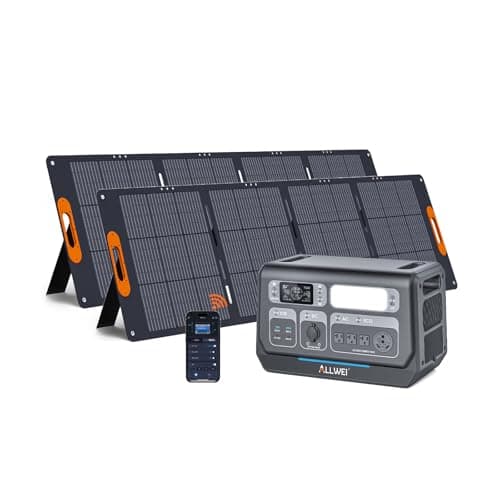 ALLWEI LiFePO4 Solar Generator 2400W with 2x 200W Solar Panels, 2048Wh Portable Power Station, Fast Charge in 1.5H, 4 AC Outlet, Home Battery Backup for RV Outdoor Camping Emergency Power Outage