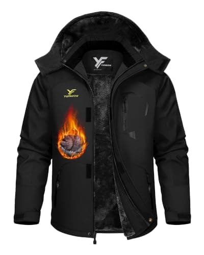 Yufawow Men Winter Jacket Work Coat Waterproof Windbreaker Heavy Softshell Heat Warm Thermal Insulated Ski Snow Snowboard Casual Outdoor Extreme Cold Weather Plus size 4xl 5xl Big and Tall
