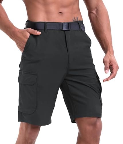 NATUVENIX Hiking Shorts Men Quick Dry Mens Cargo Fishing Shorts for Men Lightweight Golf Shorts Stretch Summer Work Grey