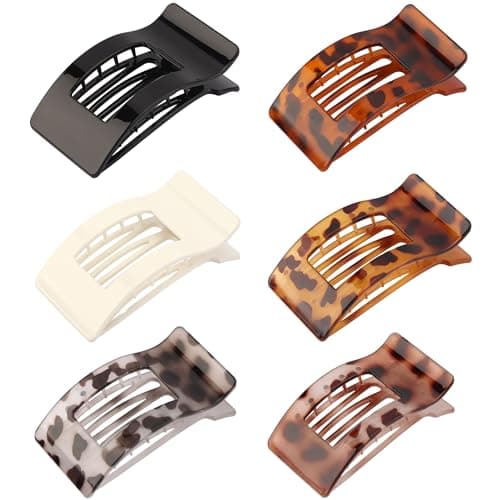 Vovii 6 Pack Flat Hair Claws Clips for Women, Large Extra Strong & Thick Clips for Thick Fine Hair Styling, Secure Hair Hold Glossy Red