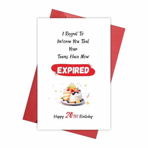 REENYOUNG 20th Birthday Card, Your Teens Have Now Expired