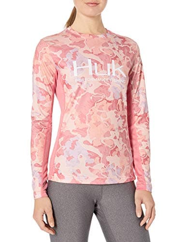 Huk Womens Subphantis Icon X Long Sleeve Shirt | Long-Sleeve Performance Shirt with UPF 50+ Sun Protection & Moisture Transport, Lanier, Large