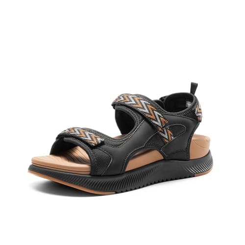 DREAM PAIRS Women's Walking Sandals Arch Support Orthopedic Recovery Hiking Sandals Thick Athletic Cushion Adjustable Strap for Plantar Fasciitis,Size 7,Black,DWUMST2509